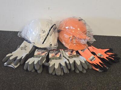 Pyramex HP4410V Vented Hard Hats (White & Orange) + Atlas 451 Insulated Grip Gloves