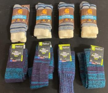 Carhartt & FoxRiver Heavyweight Wool Boot Socks, Women's M & Unisex M, 8 Pairs, Moisture-Wicking ( H )