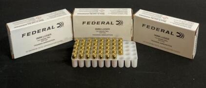 Federal C9115A 9mm Luger 115gr FMJ Training Ammunition, 135 Rounds, Brass Case