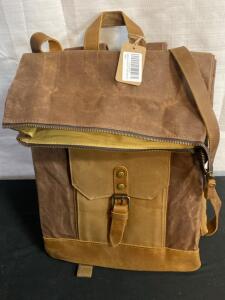 CRUITBILI Waxed Canvas Leather Laptop Backpack (Fits up to 15" Laptop) - New ( G )