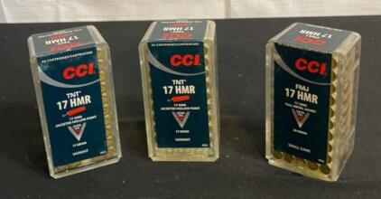 CCI 17 HMR TNT & FMJ Ammo, 17 Grain, 2550 FPS, 3 Boxes (150 Rounds) &ndash; Varmint & Small Game