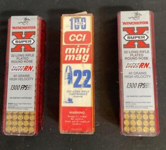 Winchester Super-X & CCI Mini-Mag .22 LR, 40gr Plated RN, 100rd Boxes, High Velocity