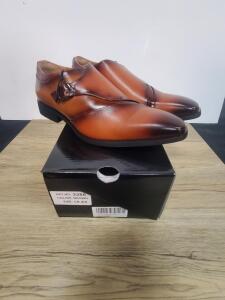 SANNAX 3356 Men's Brown Double Monk Strap Dress Shoes, Size CN 43 (C)
