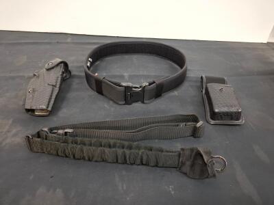 Galls Police Duty Belt Set 34-38" with Basketweave Holster, Utility Pouch & Tactical Sling, Black