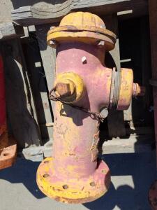 Dry Barrel Cast Iron Fire Hydrant, 2 Hose Outlets, 1 Pumper, 6&rdquo; Flange, Pent Nut, Rusted Paint