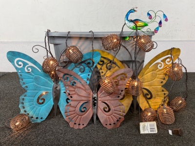 Assorted Crafting Material, Metal Butterfly Garden Decorations, and More