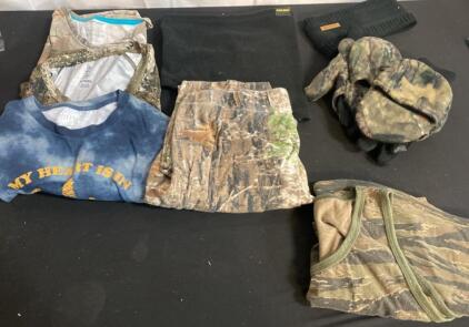 Hunting Clothing Lot XL &ndash; Realtree, SHE Outdoor, Browning, Camo Shirts, Pants, Gloves, Headbands