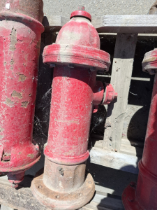 Used Dry-Barrel Fire Hydrant, 5&frac14;" Valve, 2&frac12;" Hose Nozzles, 4&frac12;" Pumper Nozzle, Flanged Base