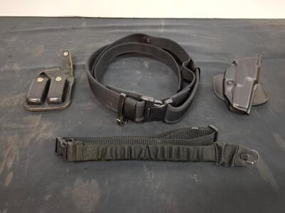 Safariland Paddle Holster, Boston Leather 5601 Mag Pouch, Nylon Duty Belt 34&ndash;38&rdquo;, Tactical Lanyard. ( shelf E)