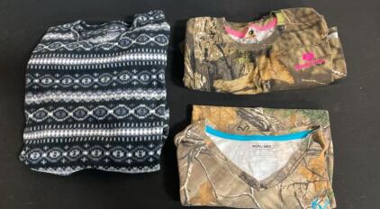 ClimateRight L, Mossy Oak Camo, and Realtree XL Women&rsquo;s Long Sleeve Tops, Lot of 3