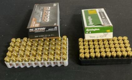 Remington UMC & Blazer Brass 9mm Luger FMJ Ammunition, 100 Rounds Total