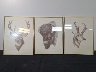 Gene Dieken Limited Edition NRA North American Big Game Lithographs (Set of 3, Signed & Framed)( shelf I)