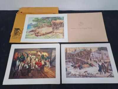 Marines in the Frigate Navy Art Print Set by Colonel Charles H. Waterhouse, 14 Full-Color Lithographs, 1985