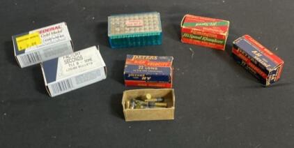 Multiple Vintage .22 Long & .22 LR Rimfire Ammo Boxes &ndash; Remington, Peters, Federal, 50rd & Loose
