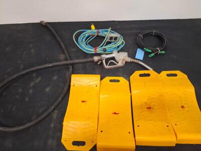 Assorted Fuel Handling Equipment: Manual Nozzle, Hose, Extension Cord, Signal Cable, 4 Wheel Chocks