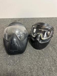JT and V-Force FX Paintball Masks, Black, Full Face Coverage, Removable Lens/Visor, Scratch Marks (e)