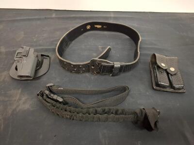 Boston Leather 36" Duty Belt Set, Blackhawk Holster, Aker 510-2 Mag Pouch, Tactical Sling. (Shelf E)