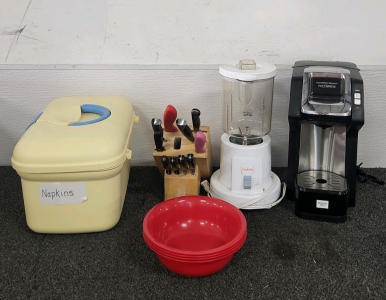 Hamilton Coffee Maker, Knife Block W/ Knives, & More