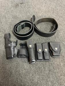 Safariland 070 SSIII Glock Holster Police Duty Belt Set, Basketweave Leather, Accessories, USA (A)