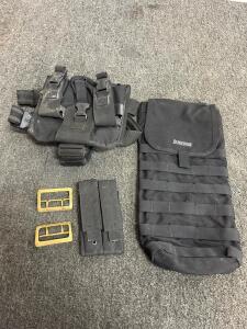Blackhawk HydraStorm Hydration Pouch, MOLLE Thigh Rig, Double Mag Pouch, Brass Buckles Set(a)