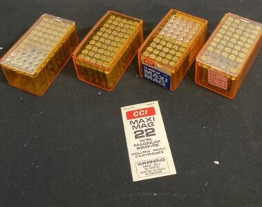 CCI Maxi-Mag .22 WMR Hollow Point Ammo, 40gr, 4 Boxes, Est. 175-200 Rounds, Orange Box