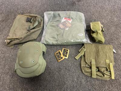 Military Surplus Gear Lot &ndash; TRU-SPEC XXL Jacket, Blackhawk Knee Pad, Pouches, Buckles(a)