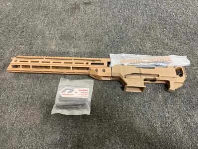 KRG Whiskey-3 Chassis for Remington 700 SA, FDE, M-LOK, Tool-less Adjustments, 80% Lower