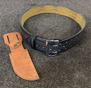 Police Issue Leather Belt And Leather Knife Sheath