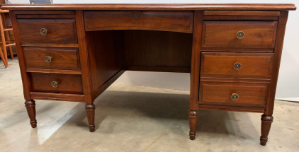 Jasper Office Furniture Co. Double Pedestal Executive Desk, Solid Walnut, 60" x 34" x 30"