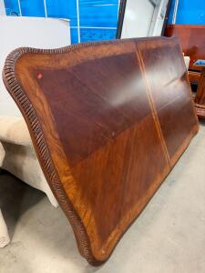 Large Ornate Wood Dining Table, Rectangular, Dual Pedestal, Carved Edge, Seats 8-10