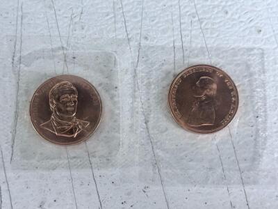 John Wayne 1979 Brass Medal & Thomas Jefferson 1993 Silver Dollar Commemorative Coins