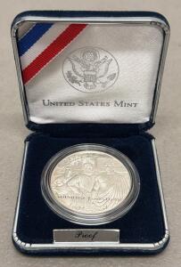 Jamestown 400th Anniversary 2007 Proof Silver Dollar, US Mint Box, COA, 90% Silver 1oz