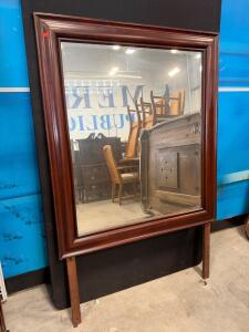 Vintage Large Wooden Framed Mirror, Approx. 65"x44", Mahogany Finish with bolt holes to attach