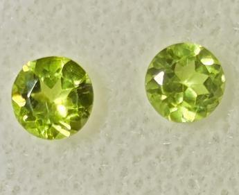 1.10 ct. Pair of Natural Green Peridot Faceted Round Cut Gemstones