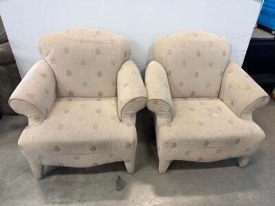 Two Padded Room/Guest Room Sitting Chairs, White & Tan