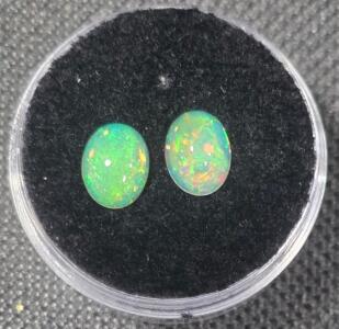 1.35 Natural Pair of Fire Opal Oval Cut Gemstone Cabochon