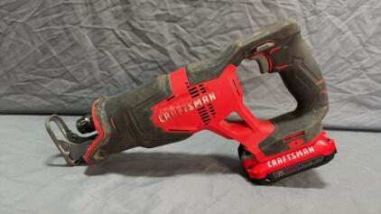 Craftsman CMCJ300 20V Cordless Reciprocating Saw, Lithium-Ion, Tool-Free Blade Change, Battery Included Tested