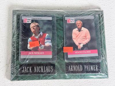 Jack Nicklaus & Arnold Palmer 1991 Pro Set PGA Tour Cards Plaque Display, Factory Sealed