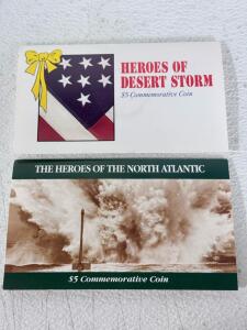 Republic of the Marshall Islands $5 Commemorative Coins: Desert Storm & North Atlantic