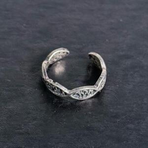 Sterling Silver 925 Open Band Adjustable Ring, Leaf and Vine Textured Motif, Fits US 5&ndash;9