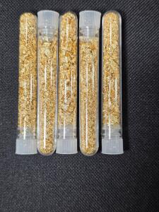 (5) 3" Long Bottles of Gold Flake/Leaf Gold