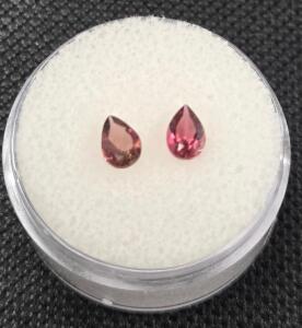 .75 ct. Pair of Natural Red Tourmaline Faceted Pear Cut Gemstones