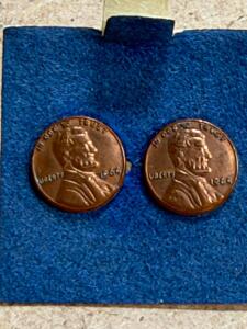 1964 Lincoln Memorial Cent Coin Studded earrings &ndash; Unique Handcrafted Jewelry
