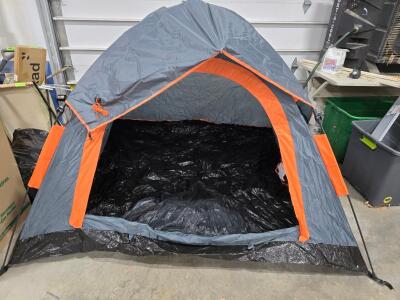 2-Person Pop-Up Dome Tent, Quick Setup, Gray with Orange Trim