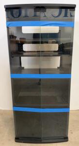 Black Glass Display Cabinet with 4 Shelves and Double Glass Doors