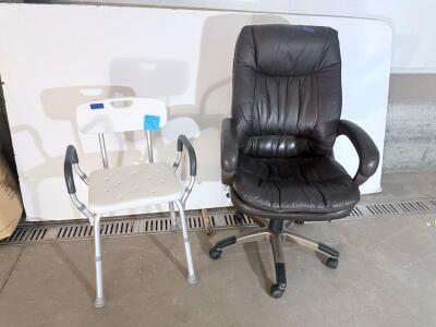 Adjustable Shower Chair with Armrests, Backrest, Non-Slip Feet, 300 lb Capacity, White