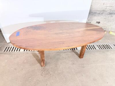 Mid-Century Modern Oval Solid Wood Coffee Table, 48"x24", Walnut Finish, 4 Legs