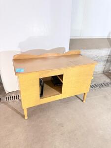 Mid-Century Modern Wooden Sideboard with Tapered Legs and Light Wood Finish