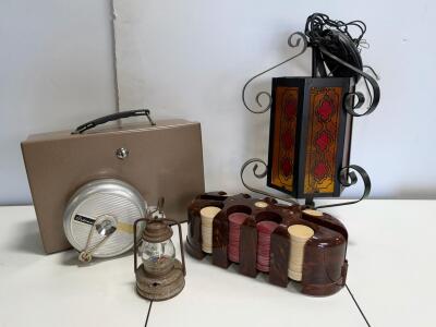 Vintage Rockaway Metal Products Corp. Metal Cash Box with Key, 11" x 7.75" x 5", Vintage Poker Chips and More!