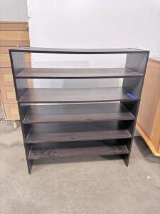 5-Shelf Dark Brown Engineered Wood Bookshelf, Fixed Shelves, Approx. 42x12x36 inches